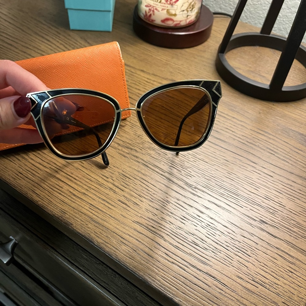 Tory Burch Black and Gold Sunglasses with case
